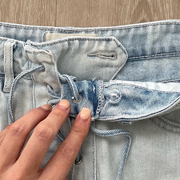 PacSun Lace-Up Light Wash Mini Jean Skirt - Picture 3 of 5